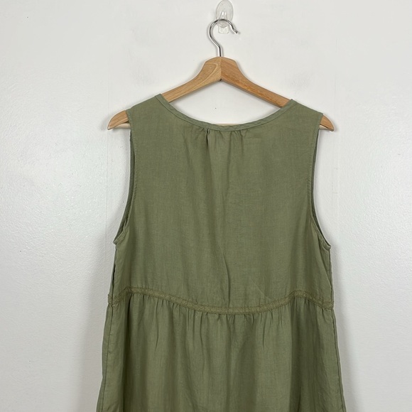 Lucky Brand Linen Sleeveless Pullover Tiered Lace V Neck Sage Green Womens L - Picture 7 of 9